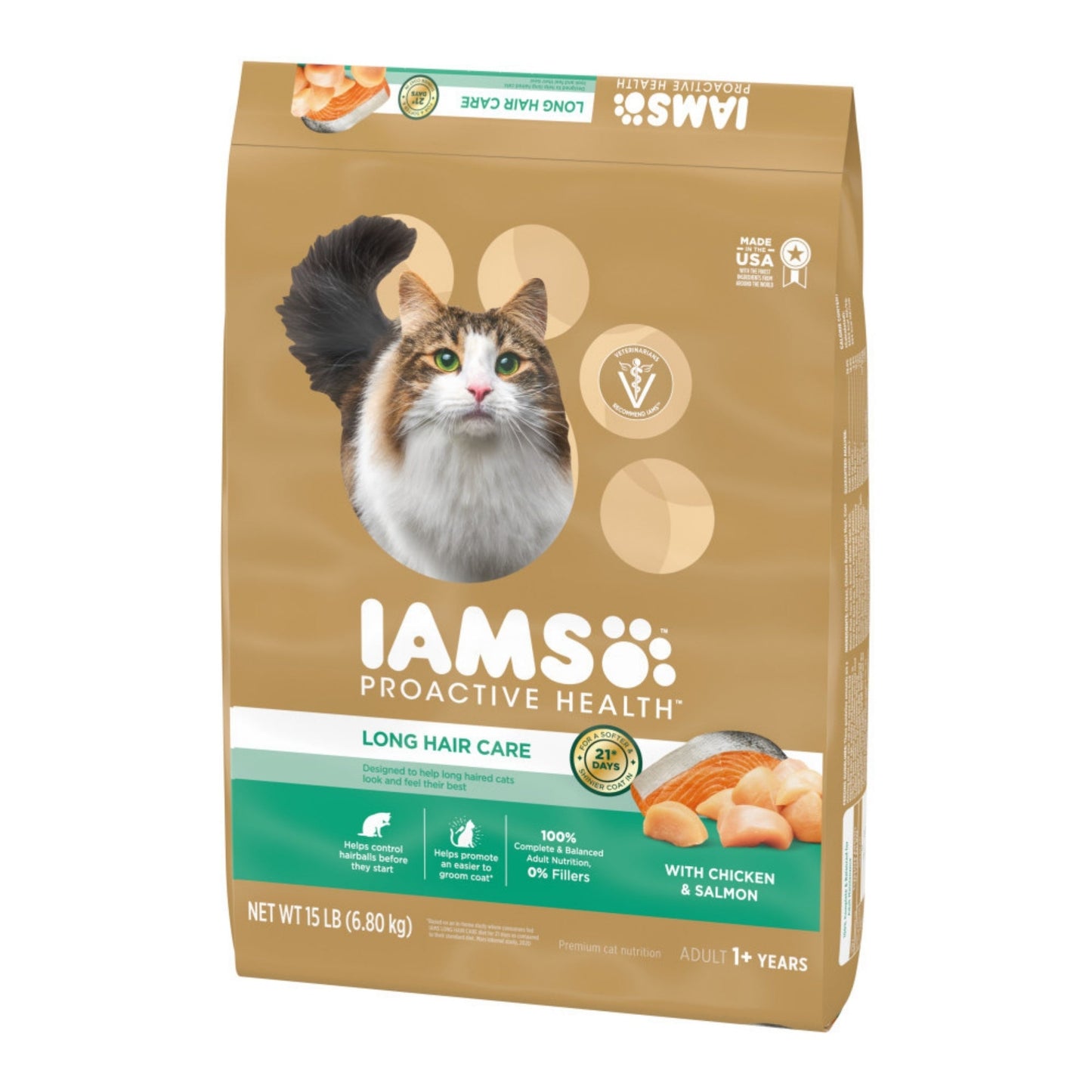 IAMS ProActive Health Adult Long Hair Dry Cat Food Chicken & Salmon 1ea/15 lb