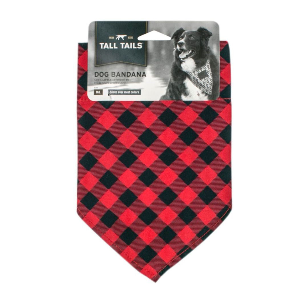 Tall Tails Dog Winter Bandana Red Plaid Medium/Large