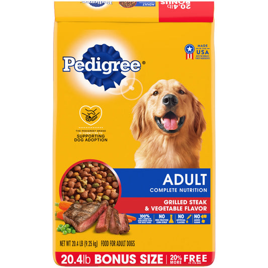 Pedigree Complete Nutrition Adult Dry Dog Food Grilled Steak & Vegetable 1ea/20 lb