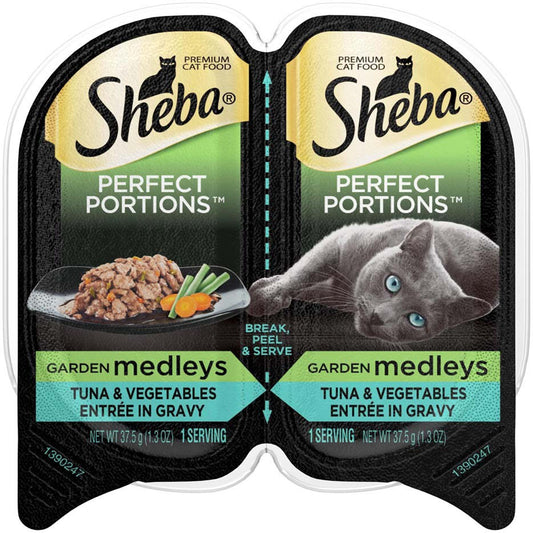 Sheba Perfect Portions Garden Medleys Wet Cat Food Tuna & Vegetables in Gravy 24ea/2.6 oz, 24 pk