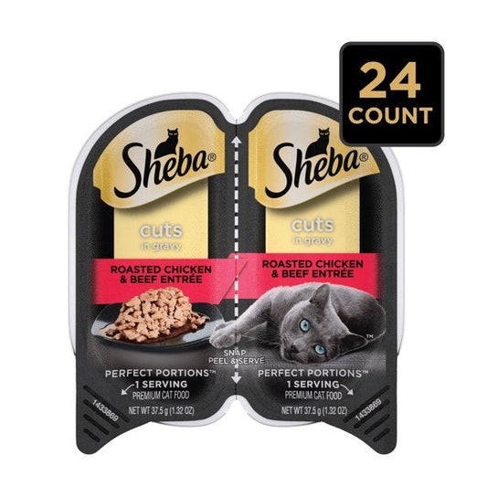 Sheba Perfect Portions Cuts in Gravy Wet Cat Food Roasted Chicken & Beef 24ea/2.6 oz, 24 pk