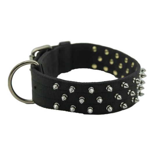 Omni Pet Bravo Nylon Spiked Dog Collar Black 27in.