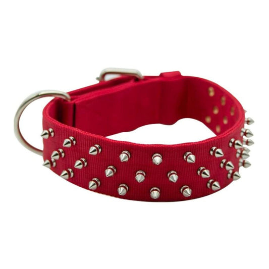 Omni Pet Bravo Nylon Spiked Dog Collar Red 23in.