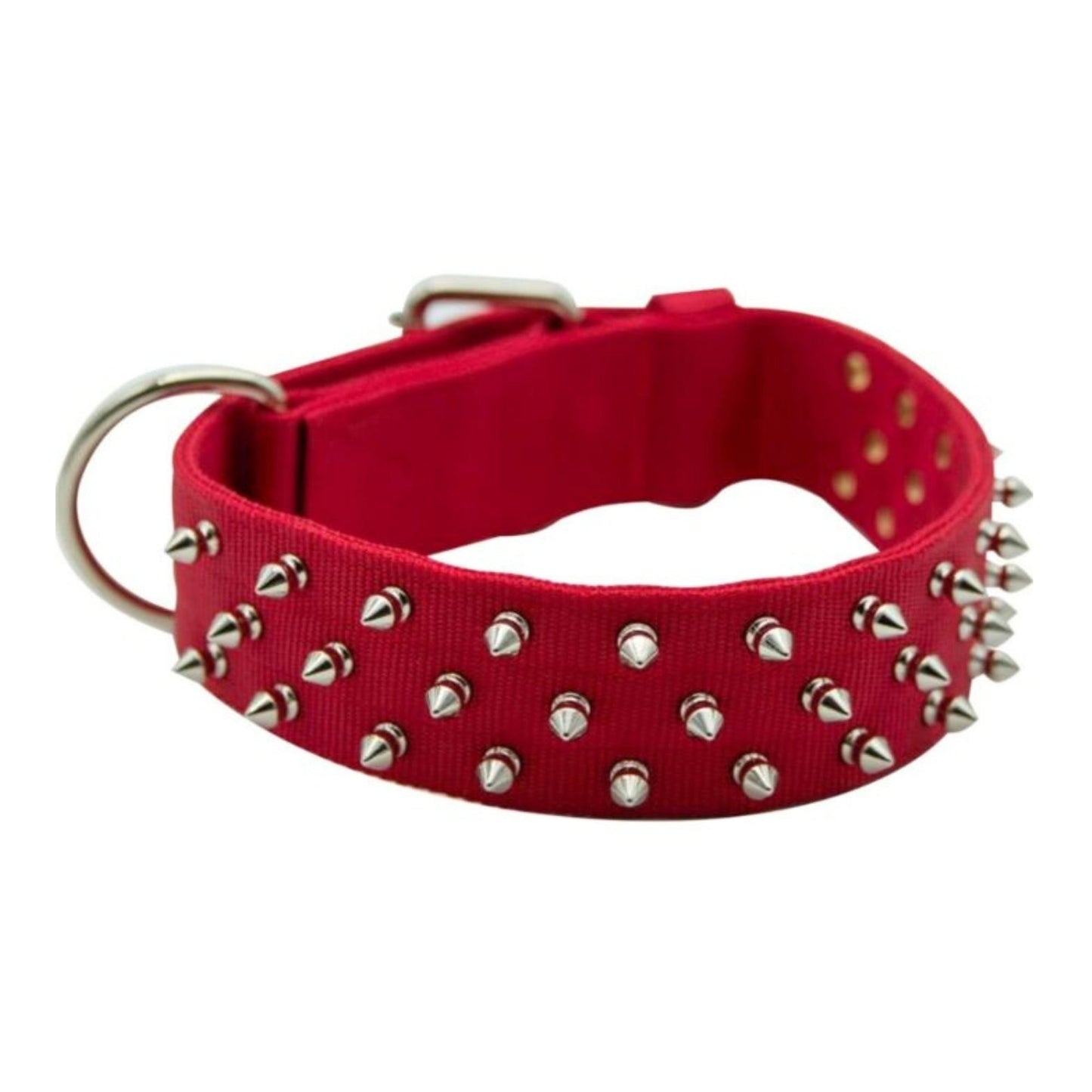 Omni Pet Bravo Nylon Spiked Dog Collar Red  25in.