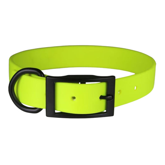 Omni Pet Zeta Biothane Dog Collar with Blk Hardware Neon Yellow 1 x 24in.