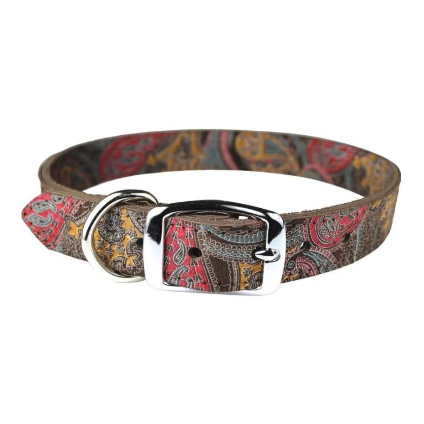 Omni Pet Leather Paisley Dog Collar Chocolate 1/2 x 10in.