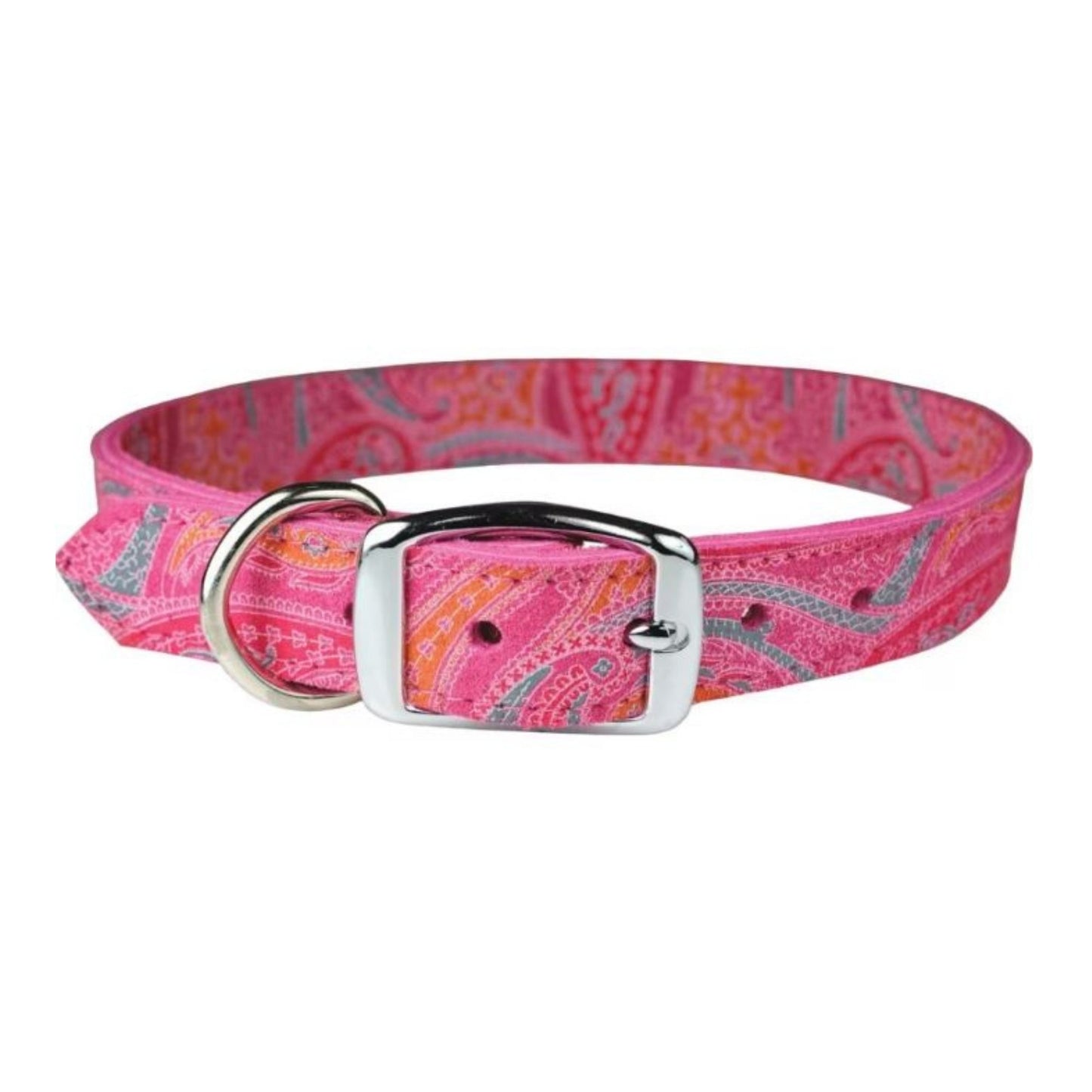 Omni Pet Leather Paisley Dog Collar Pink 1/2 x 12in.