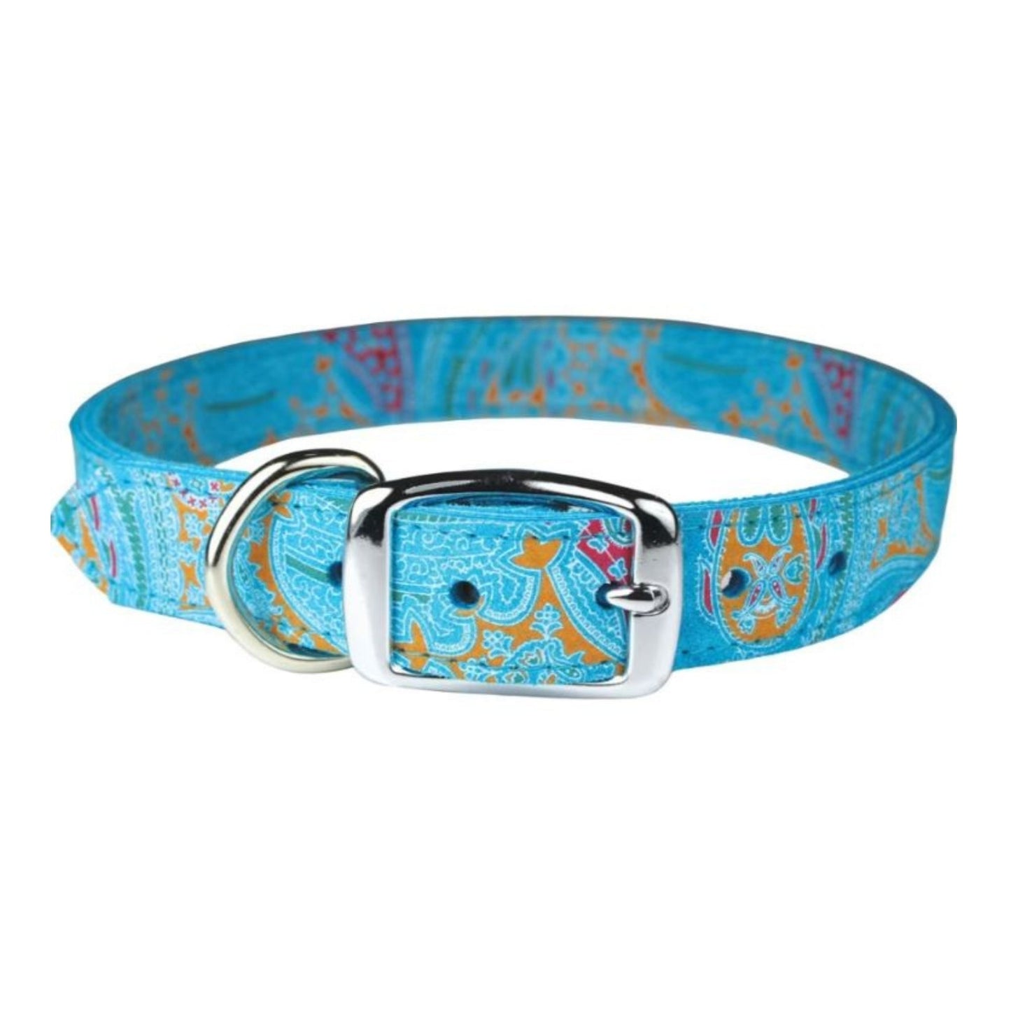 Omni Pet Leather Paisley Dog Collar Turquoise 1/2 x 12in.