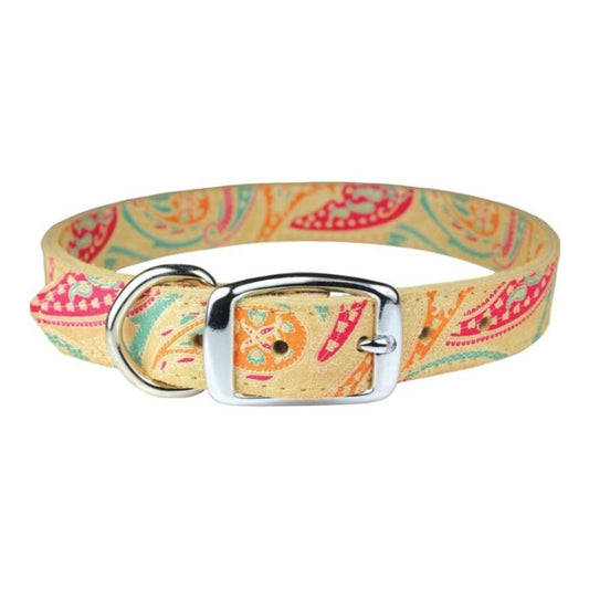 Omni Pet Leather Paisley Dog Collar Sand 1 x 22in.