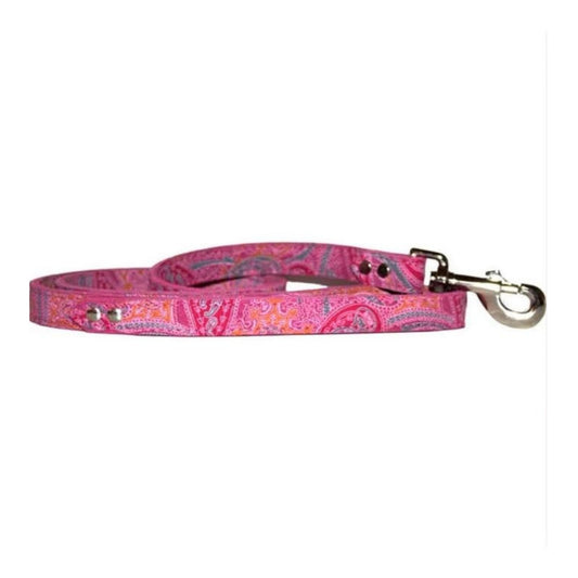 Omni Pet Leather Paisley Dog Leash Pink 1/2in. x 4ft.