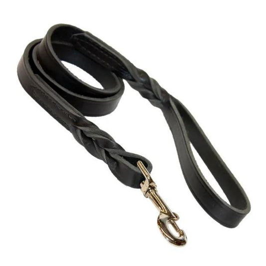 Omni Pet Omnipet Latigo Twist Leather Lead Black 1in. x 6ft.