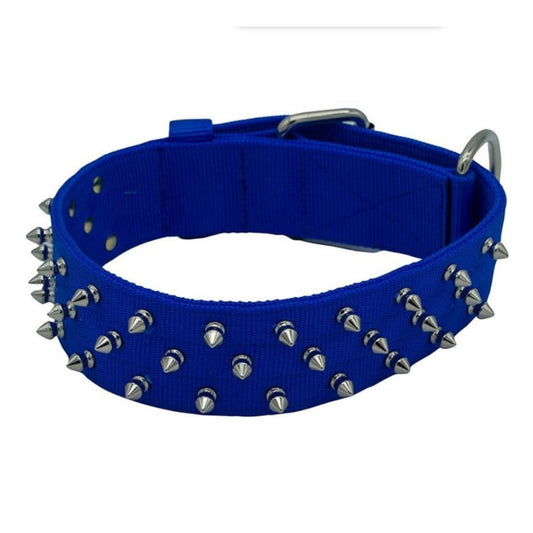 Omni Pet Bravo Nylon Spiked Dog Collar Blue  27in.