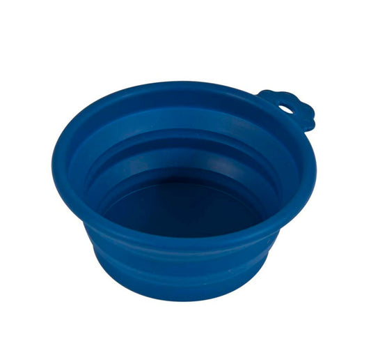 Petmate Silicone Round Travel Pet Bowl Navy Blue 1ea/SM