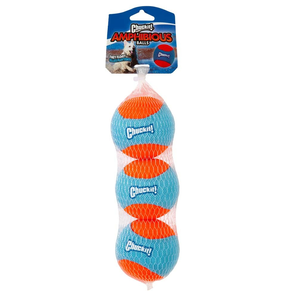 Chuckit! Amphibious Balls Dog Toy Blue/Orange 1ea/3 pk, MD