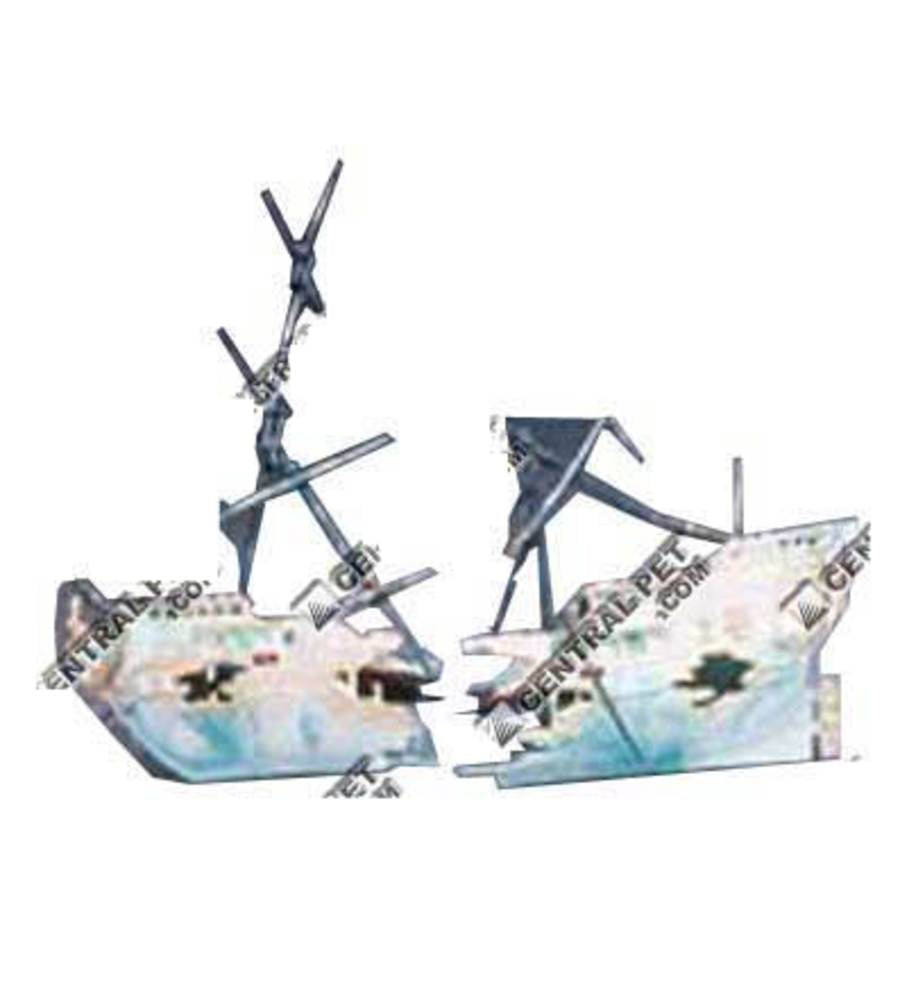 Penn-Plax Split Shipwreck Air Aquarium Ornament Blue, White 1ea