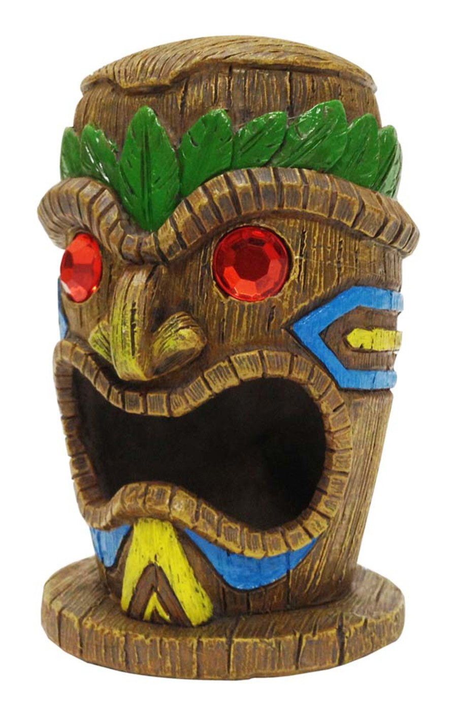 Penn-Plax Tiki Mask-Gazer Aquarium Ornament Brown/Green 1ea/4 in, SM