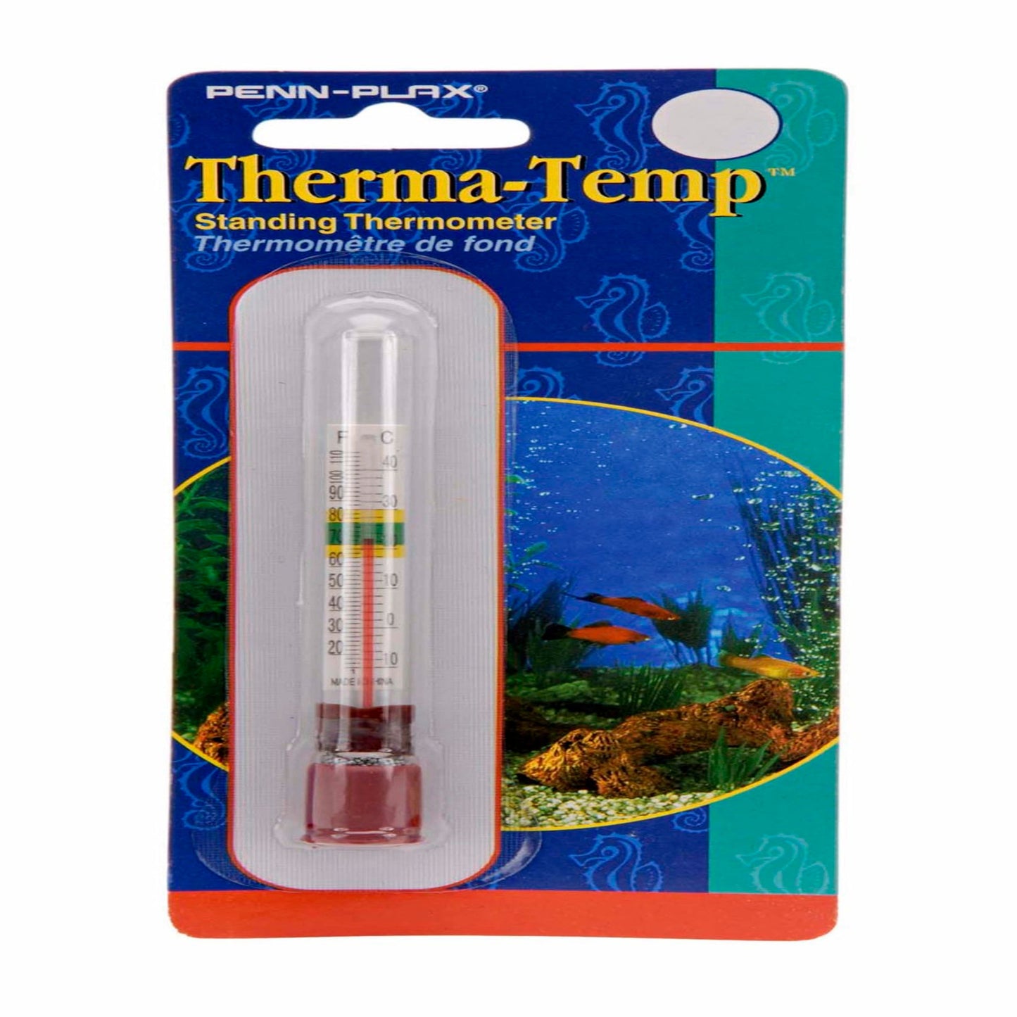 Penn-Plax Therma-Temp Standing Aquarium Thermometer Clear 1ea/4.25 in