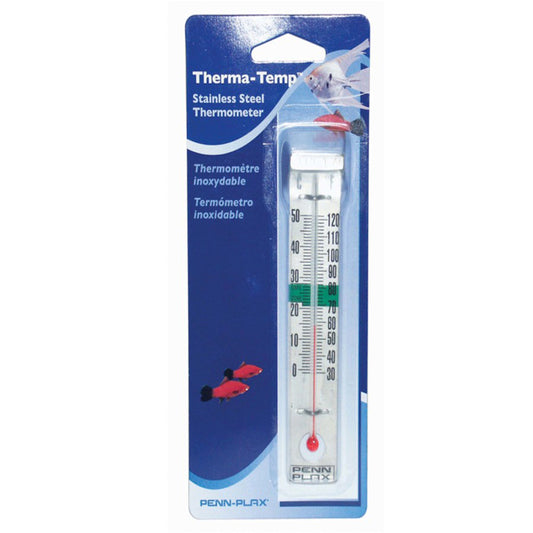 Penn-Plax Therma-Temp Stainless Steel Aquarium Thermometer Silver 1ea/4.75 in