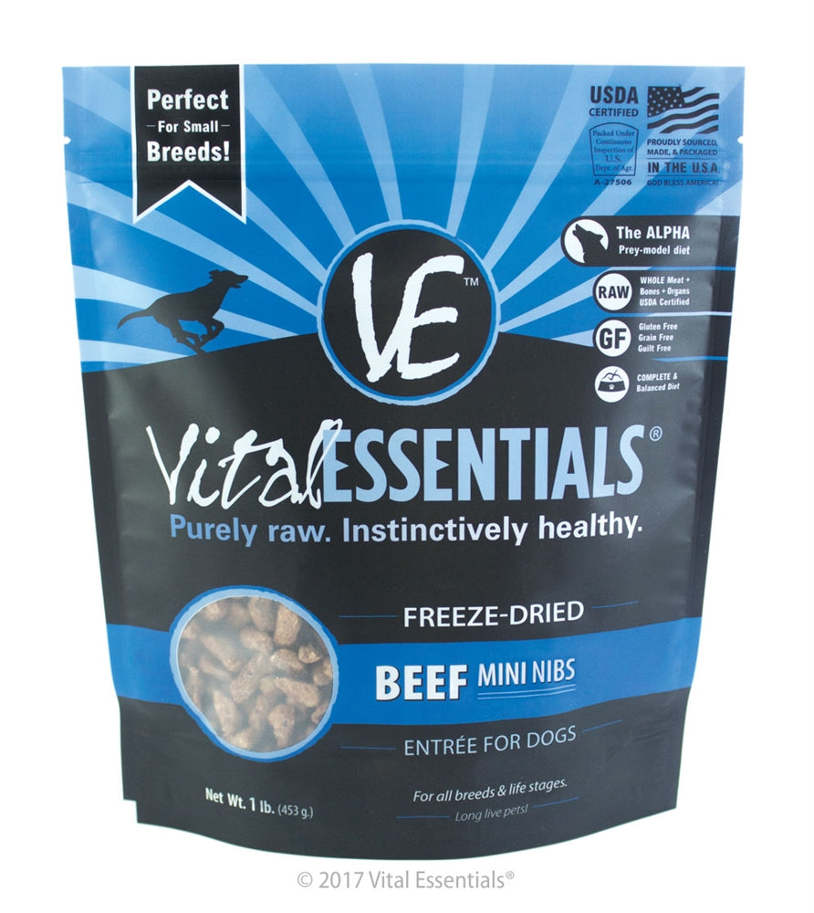 Vital Essentials Freeze Dried Beef Mini Nibs 1 Lb