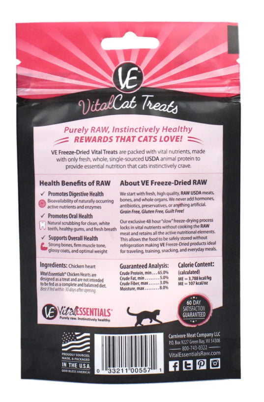 Vital Essentials Fd Vital Cat Chicken Heart Treat 0.8Oz