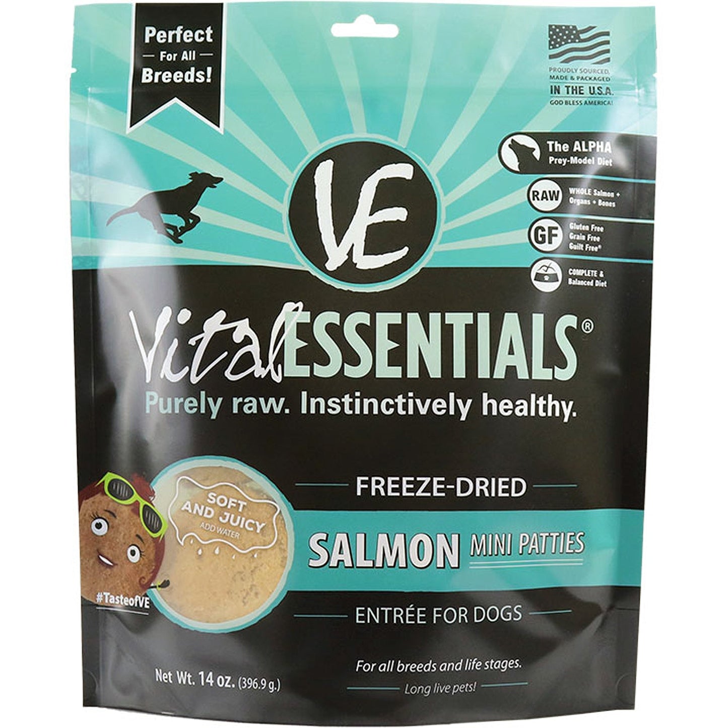 Vital Essentials Dog Freeze-Dried Mini Patties Salmon 14oz.