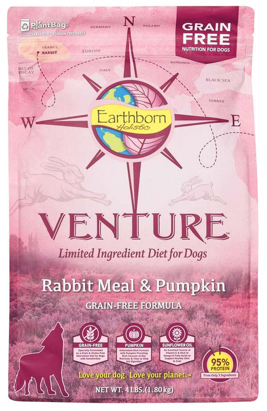 Earthborn Holistic Venture L.I.D. Grain Free Dry Dog Food Rabbit & Pumpkin 1ea/4 lb