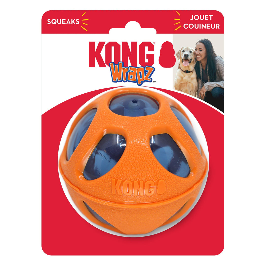 KONG Wrapz Dog Toy Ball Orange 1ea/LG