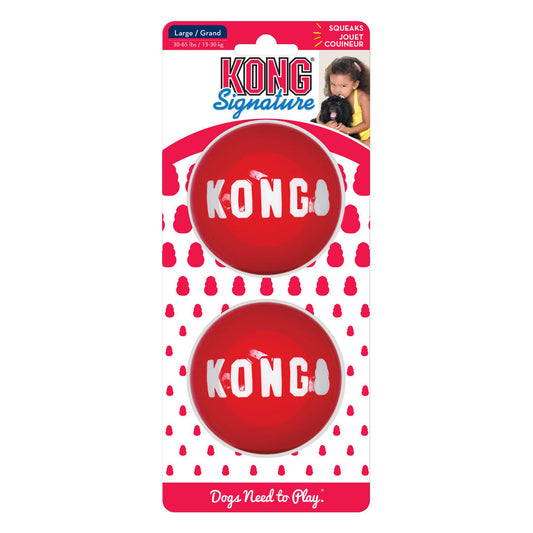 KONG Signature Ball Dog Toy Red 1ea/2 pk, LG