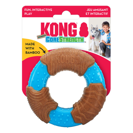 KONG CoreStrength Bamboo Ring Dog Toy Blue/Red 1ea/SM