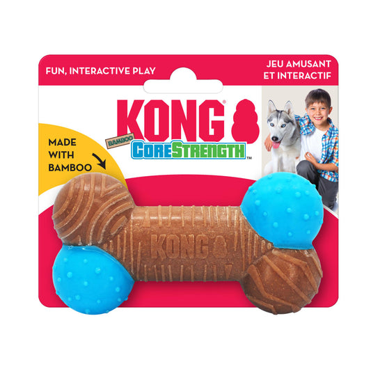 KONG CoreStrength Bamboo Bone Dog Toy Blue/Red 1ea/SM