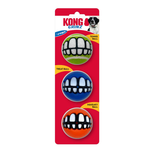 KONG Grinz by Rogz Variety Ball Dog Toys 1ea/MD, 3 pk