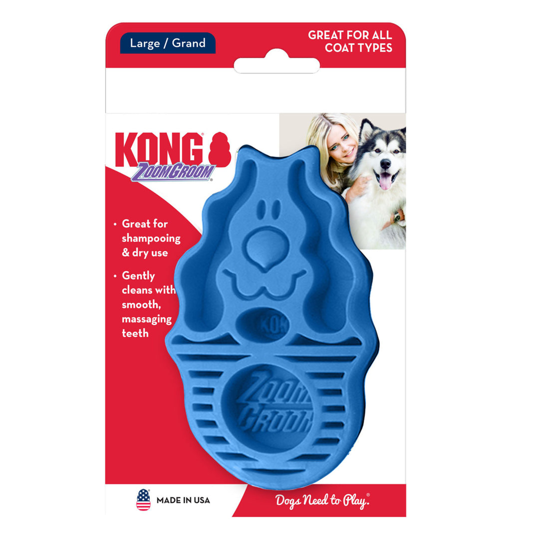 KONG Zoomgroom Rubber Dog Brush Boysenberry 1ea/LG