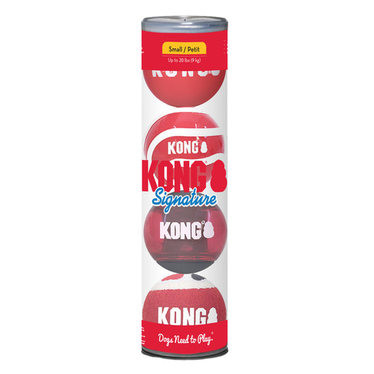 KONG Signature Ball Dog Toy Assorted 1ea/SM, 4 pk