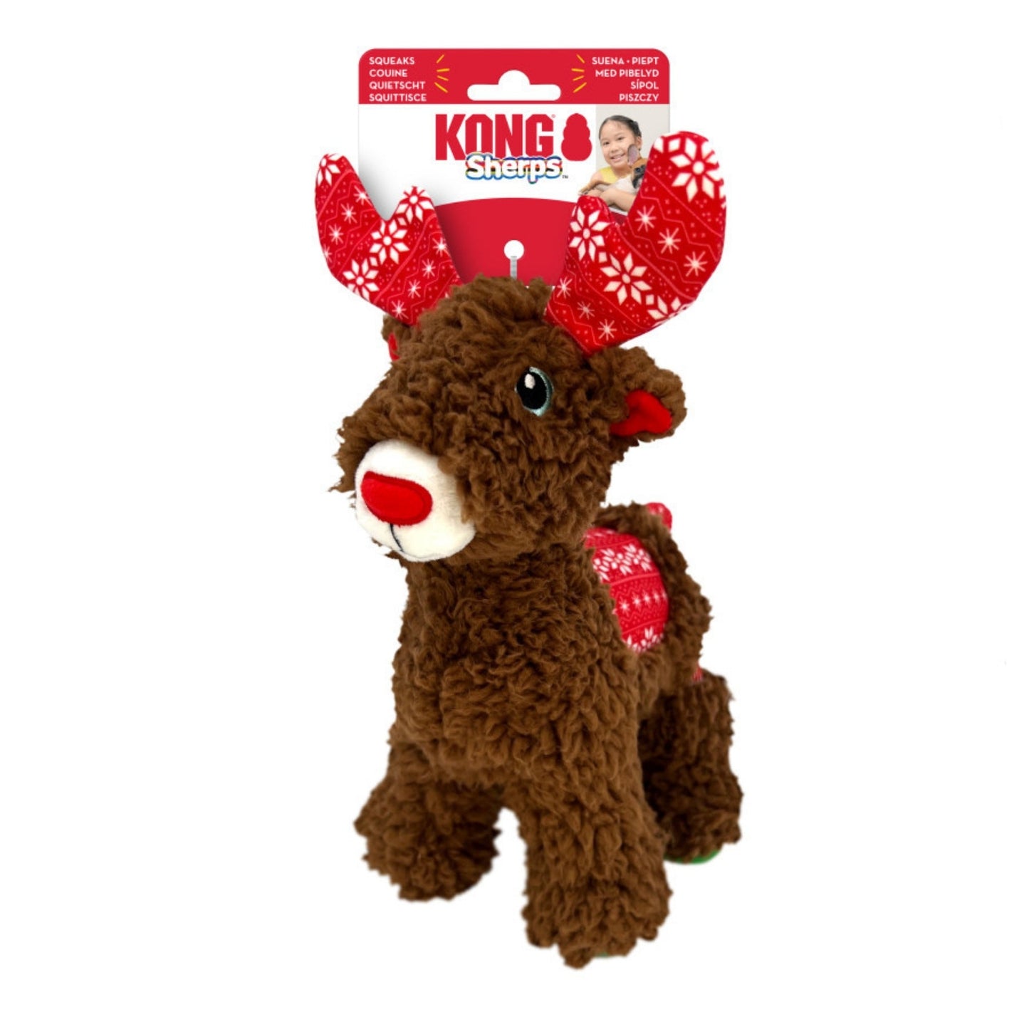 KONG Holiday Sherps Reindeer Dog Toy 1ea/MD