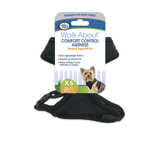 Four Paws Comfort Control Dog Harness Black 1ea/Extra SMall