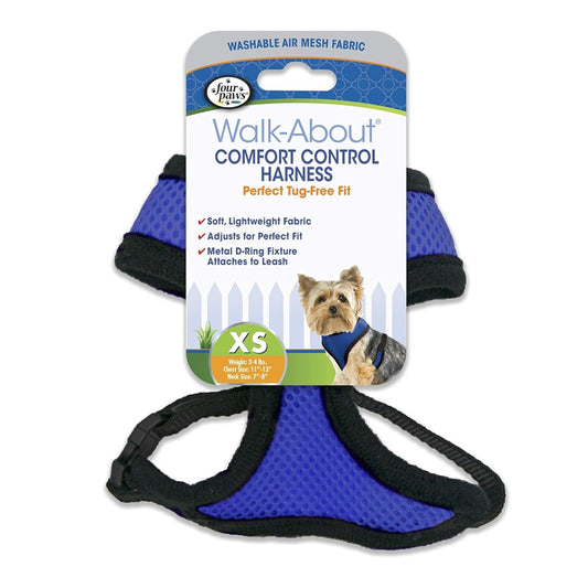 Four Paws Comfort Control Dog Harness Blue 1ea/Extra SMall