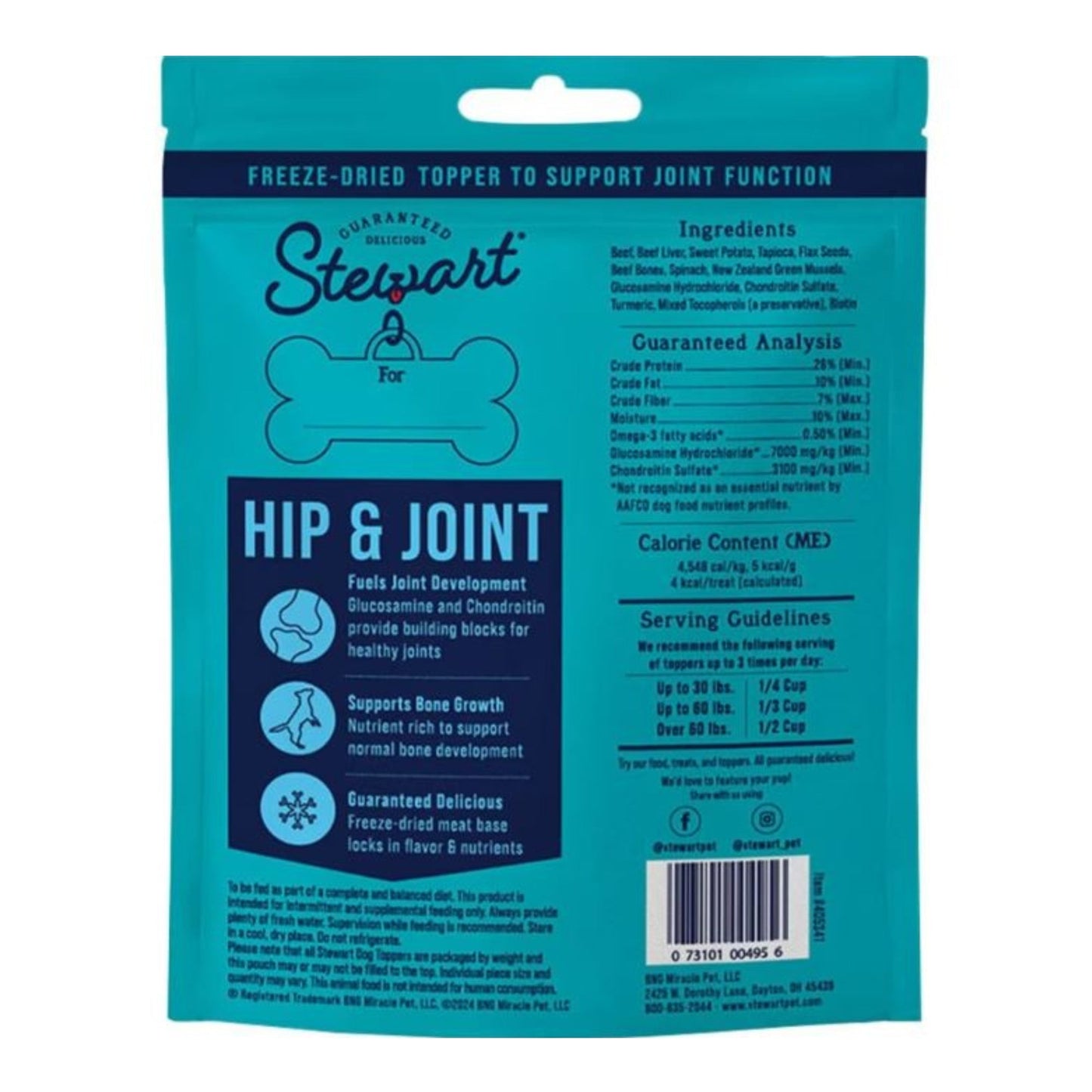 Stewart Freeze Dried Healthy Hips Dog Treats Pouch Beef 8oz.