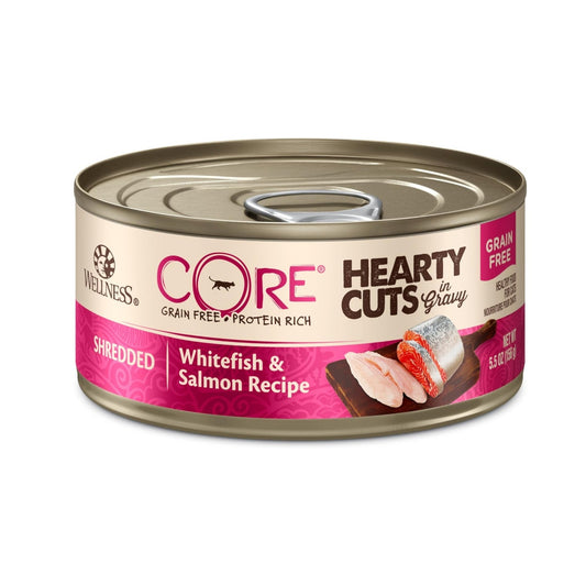 Wellness Cat Core Hearty Cuts Shredded Whitefish Salmon 5.5oz. (Case of 24)