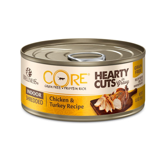 Wellness Cat Core Hearty Cuts Shredded Indoor Chicken Turkey 5.5oz. (Case of 24)