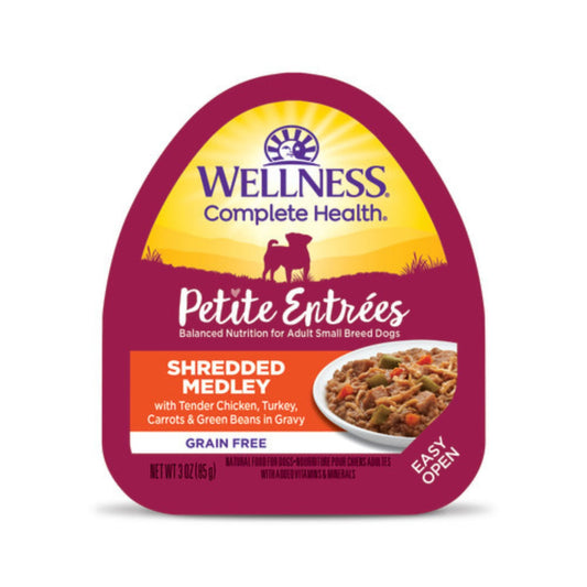 Wellness Complete Health Petite Entrées Shredded Medly Tender Chicken Turkey Carrot Green Bean 3oz. (Case of 12)