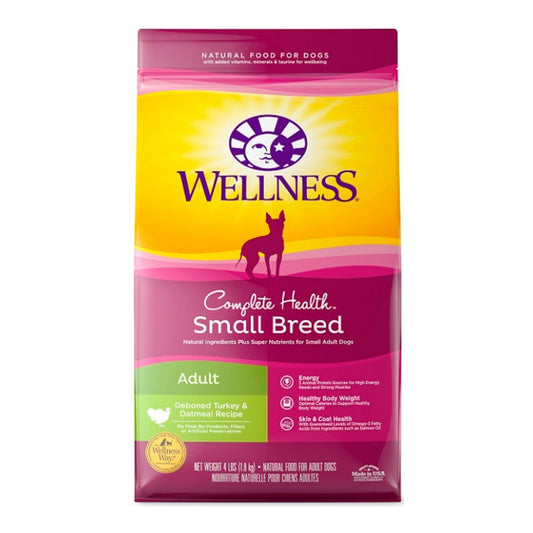 Wellness Dog Small Breed Turkey Oatmeal 4Lb Adult Complete Health