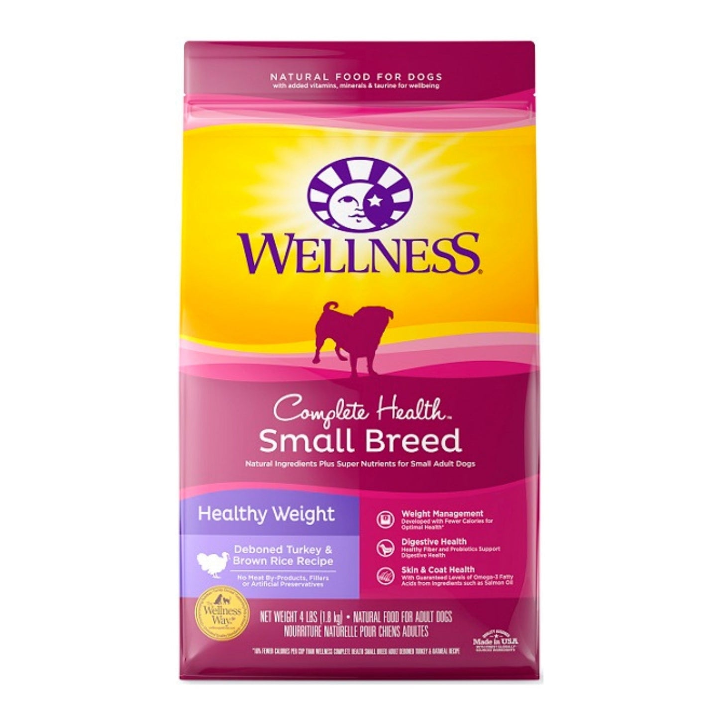 Wellness Dog Small Breed Healthy Weight 4Lb Turkey Brown Rice Complete Health