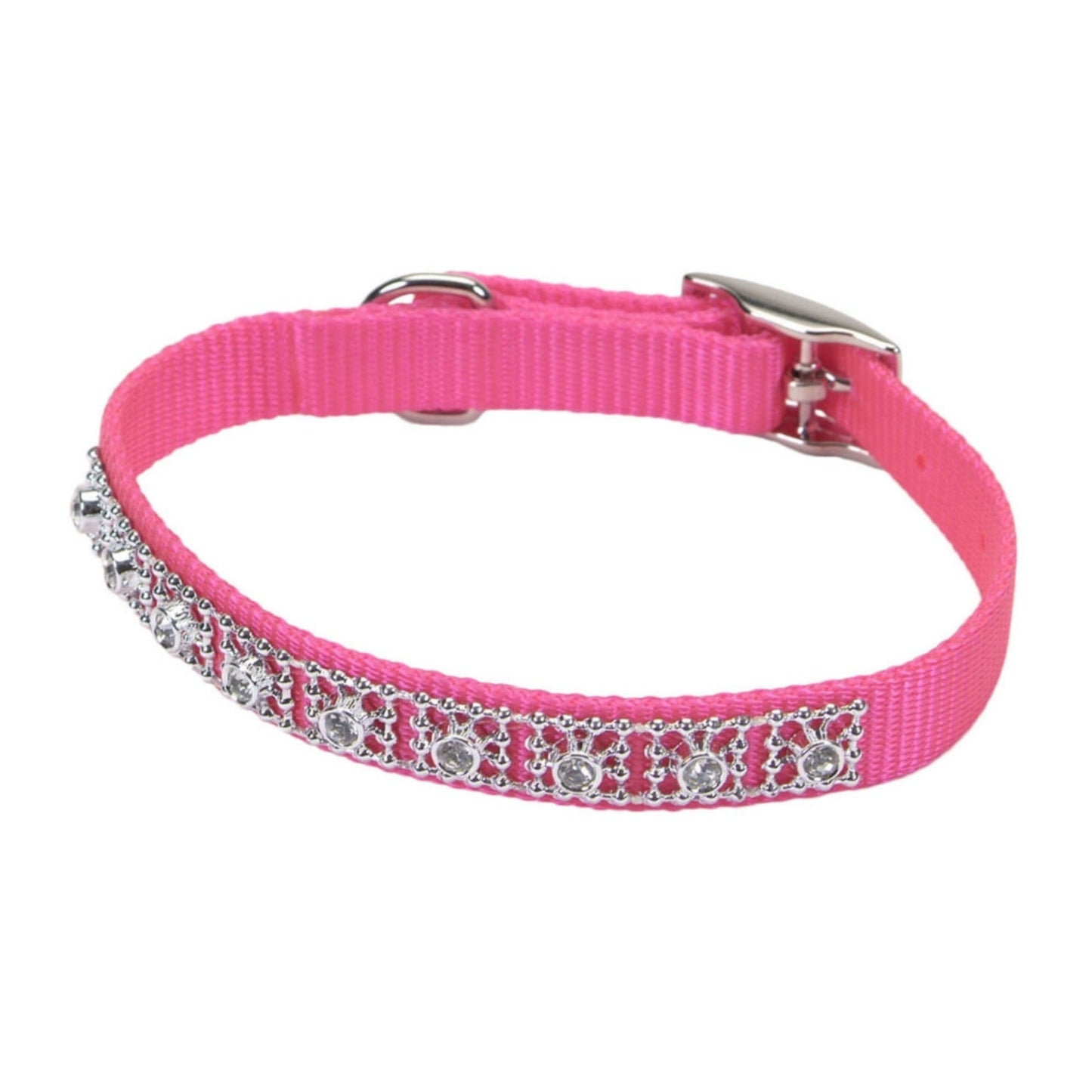 Coastal Jeweled Dog Collar Neon Pink 1ea/3/8 In X 10 in