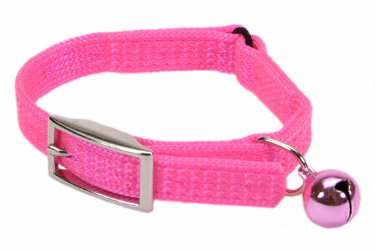 Coastal Sassy Snag-Proof Nylon Safety Cat Collar Neon Pink 3/8X12In