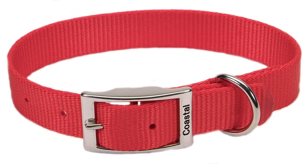 Coastal Single-Ply Nylon Dog Collar Red 1ea/3/4 In X 18 in