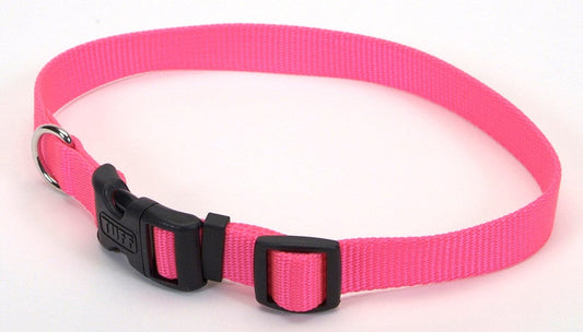 Coastal Adjustable Nylon Dog Collar with Plastic Buckle Neon Pink 1ea/3/4 In X 14-20 in