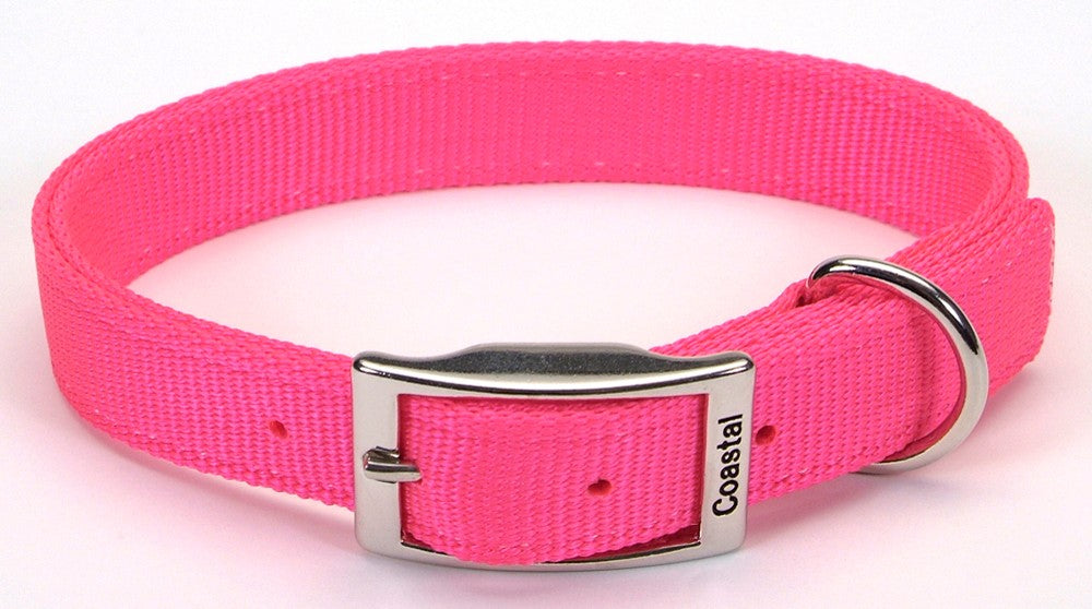 Coastal Double-Ply Nylon Dog Collar Neon Pink 1ea/1 In X 18 in