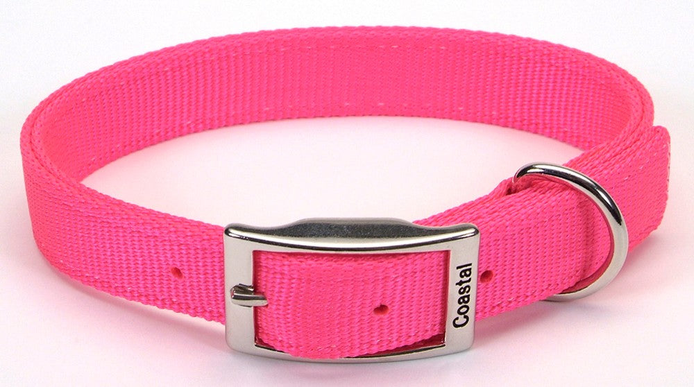 Coastal Double-Ply Nylon Dog Collar Neon Pink 1ea/1 In X 20 in