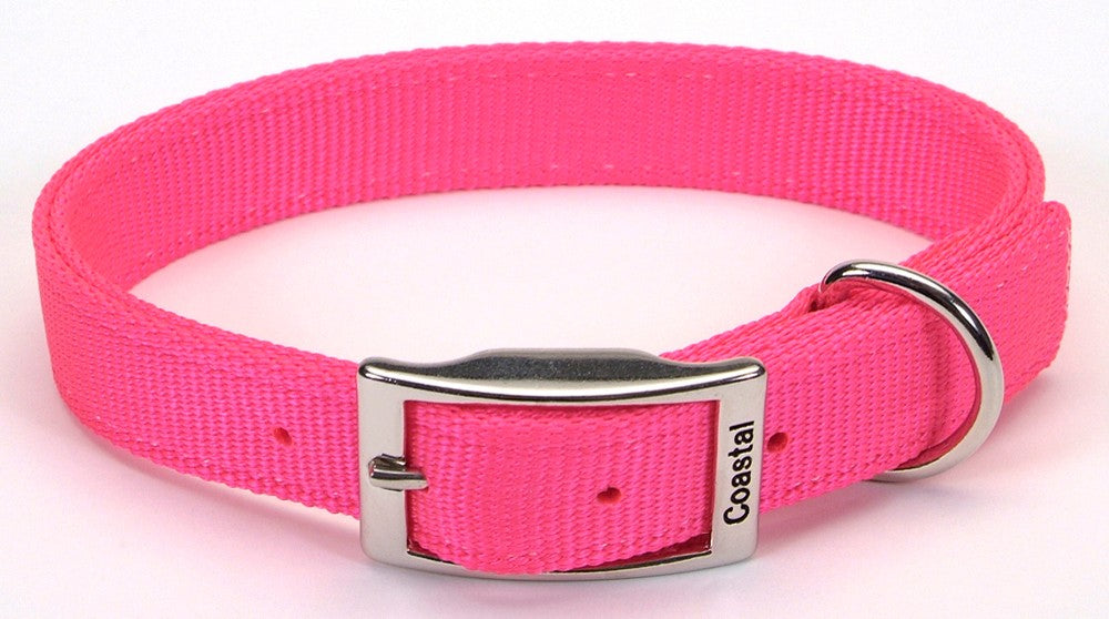 Coastal Double-Ply Nylon Dog Collar Neon Pink 1ea/1 In X 22 in