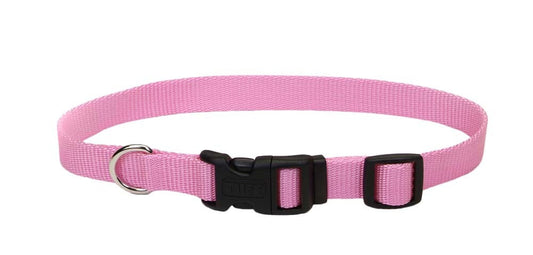 Coastal Adjustable Nylon Dog Collar with Plastic Buckle Bright Pink 1ea/3/4 In X 14-20 in